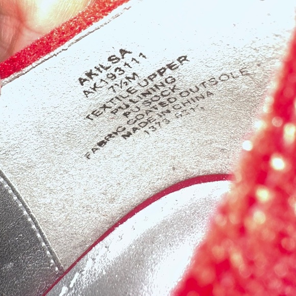 Anne Klein Red Suede Flats with Crystal Embellishment - Picture 4 of 5